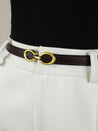Smalle Leren Riem Met Ringengesp Dames
