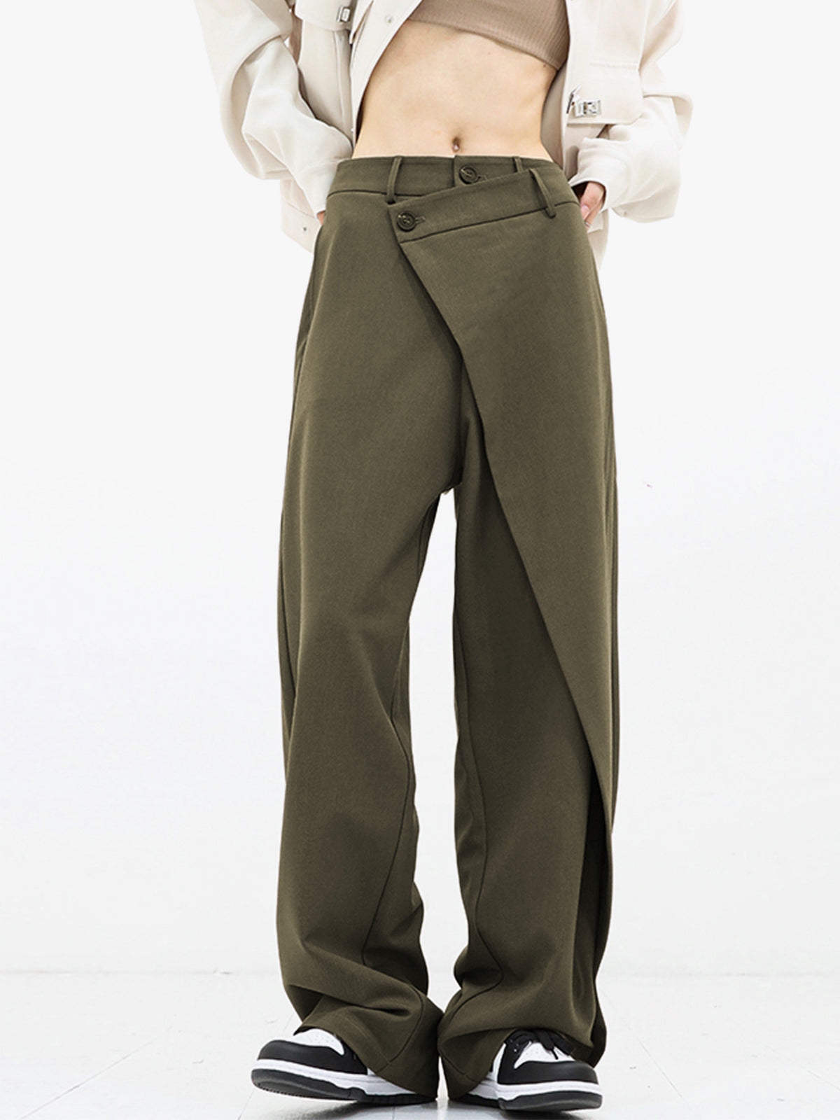 Asymmetrische Broek Met Wijde Pijpen Dames