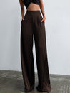 Losse satijnen Broek Met Hoge Taille