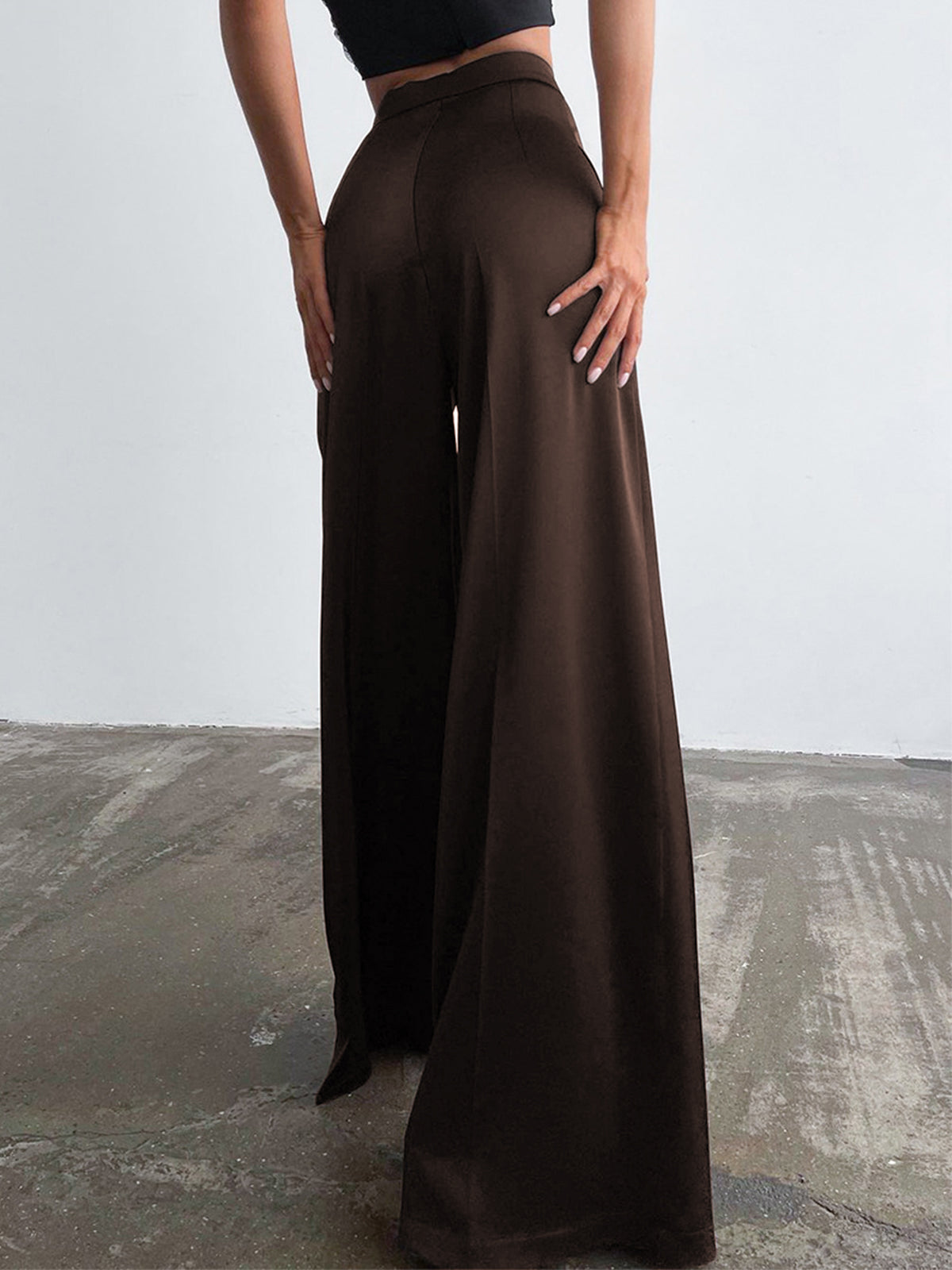 Losse satijnen Broek Met Hoge Taille
