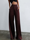 Losse satijnen Broek Met Hoge Taille