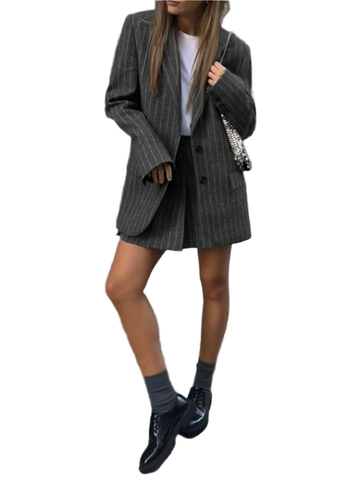 Casual Dames Blazer Met Streep Patroon
