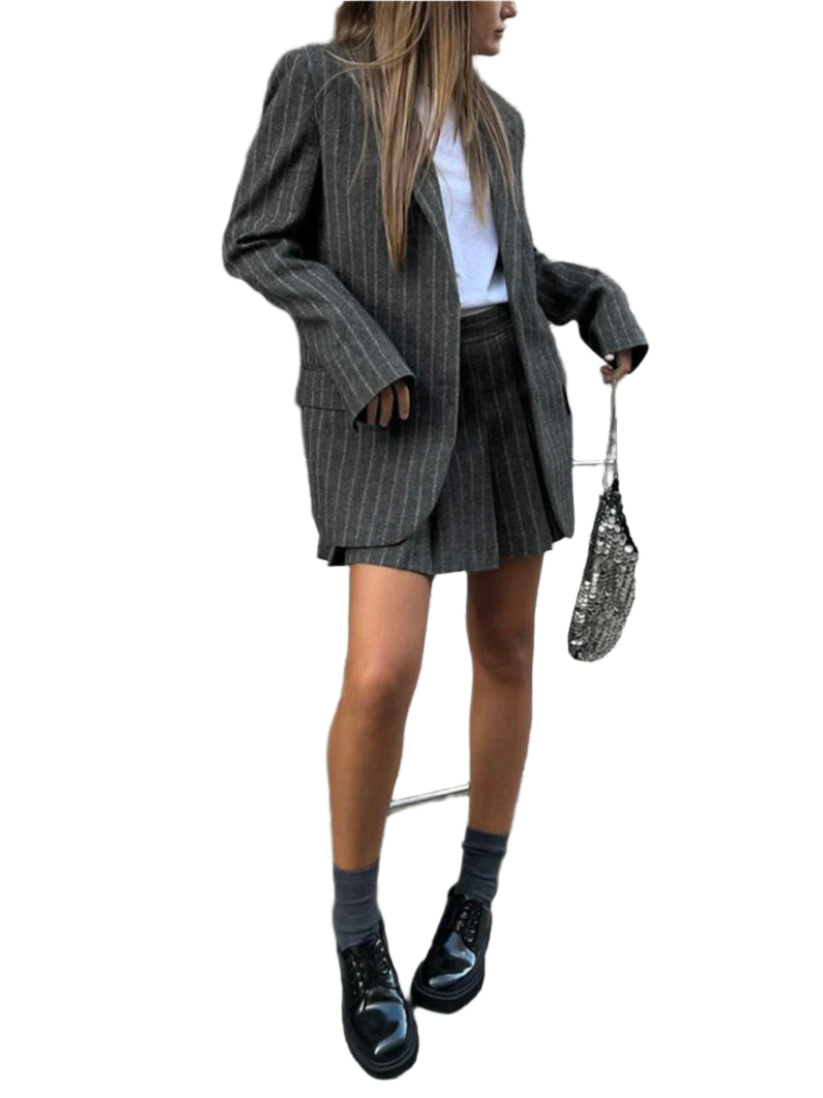 Casual Dames Blazer Met Streep Patroon