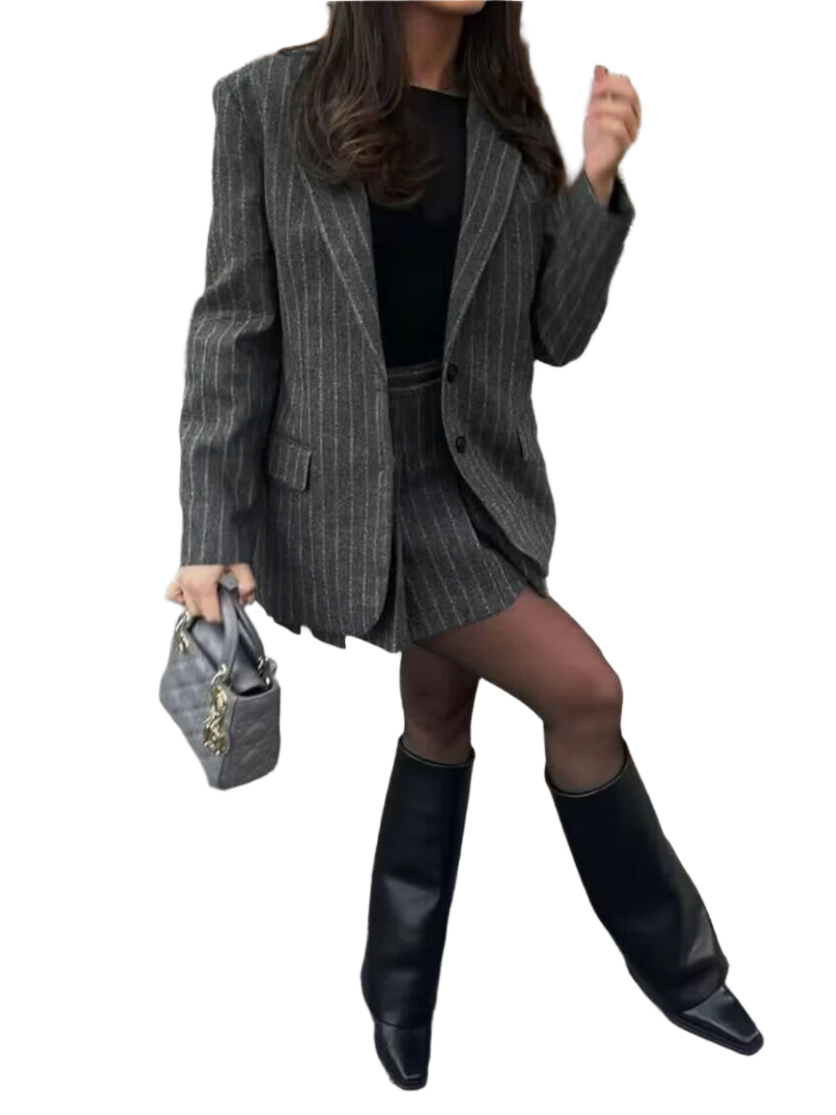 Casual Dames Blazer Met Streep Patroon