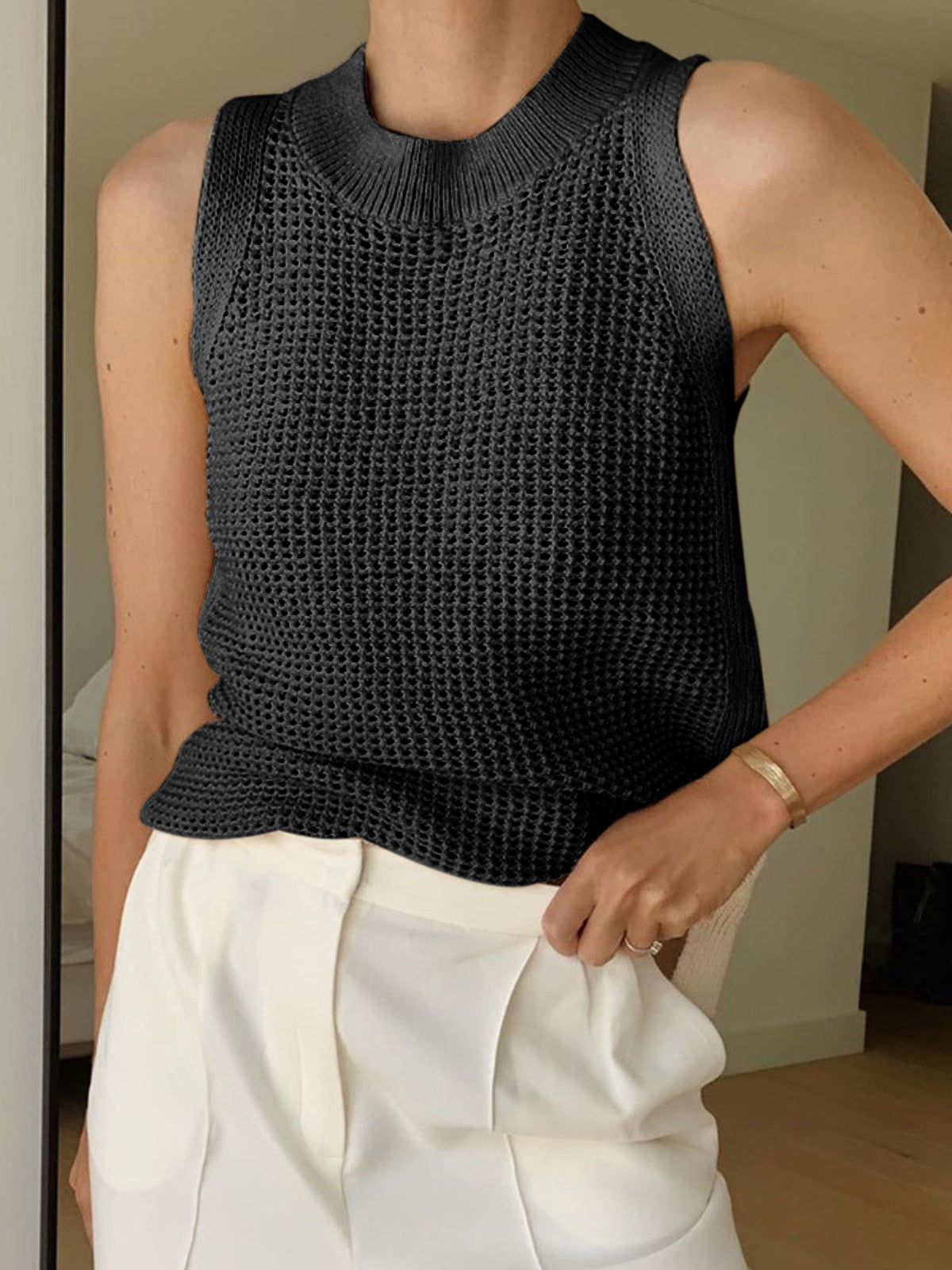Gebreide Mouwloze Zomer Top Dames