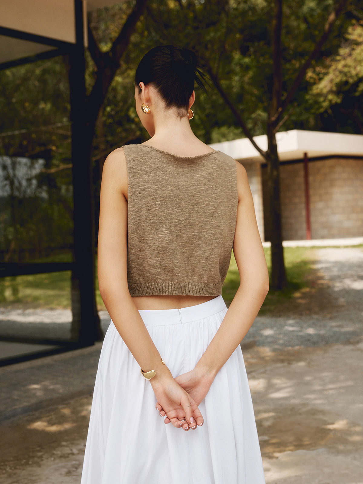 Mouwloze Ronde Hals Crop Top Dames