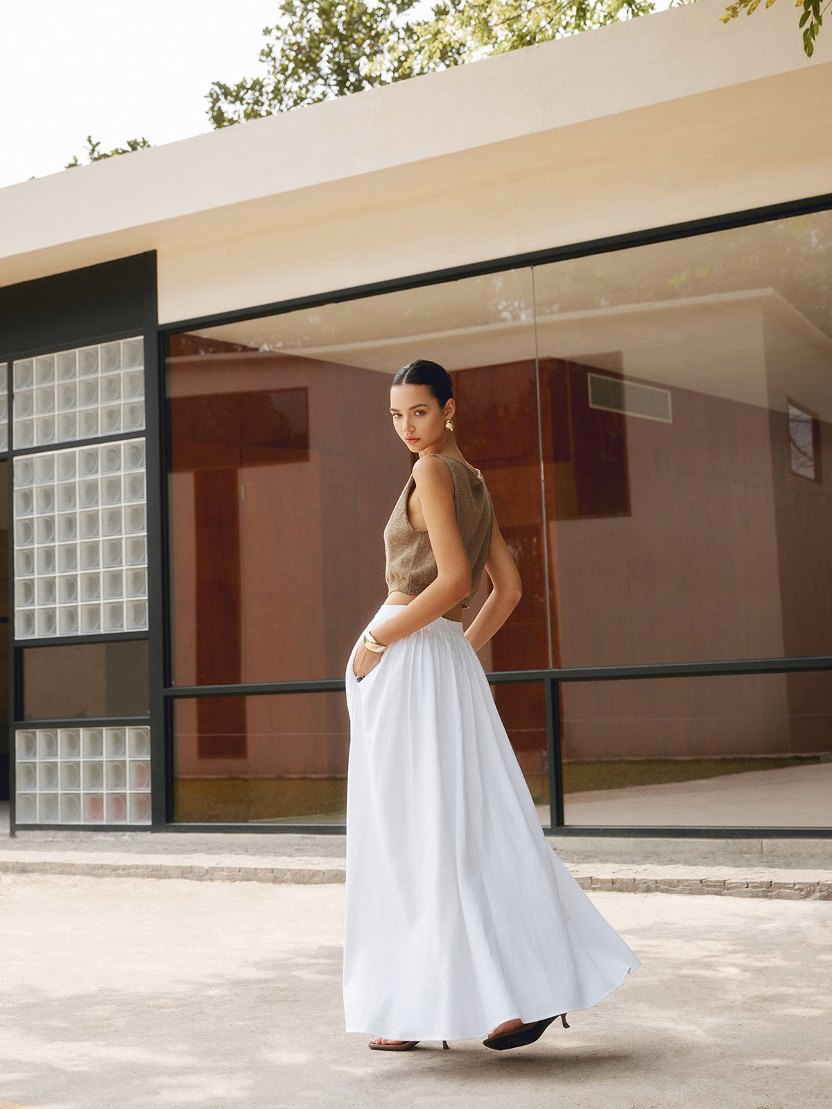 Mouwloze Ronde Hals Crop Top Dames