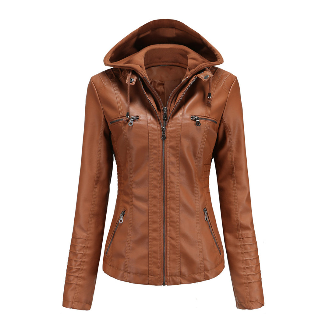Laura - Leren Jas Met Capuchon Voor Dames
