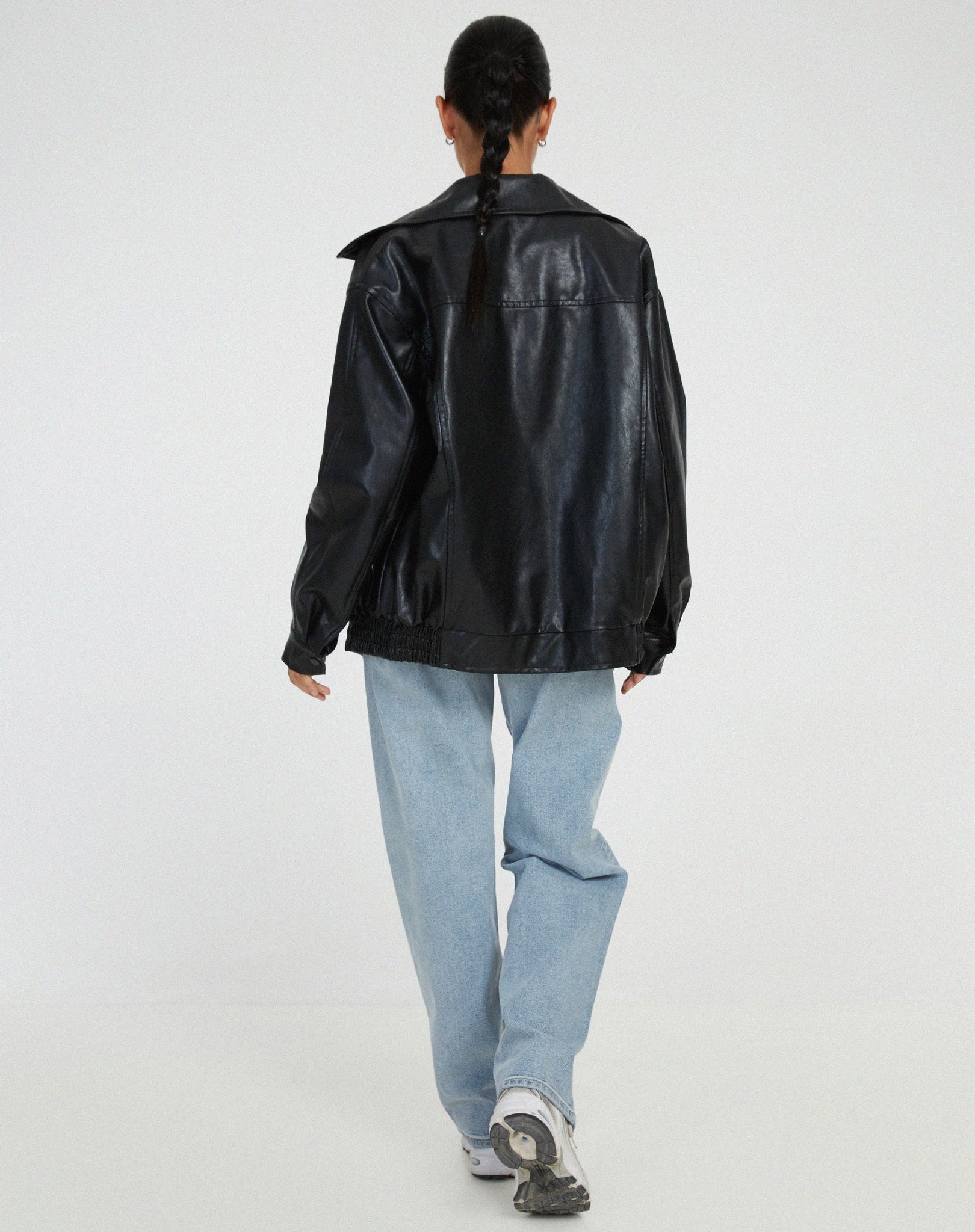 losse oversized leren jas dames
