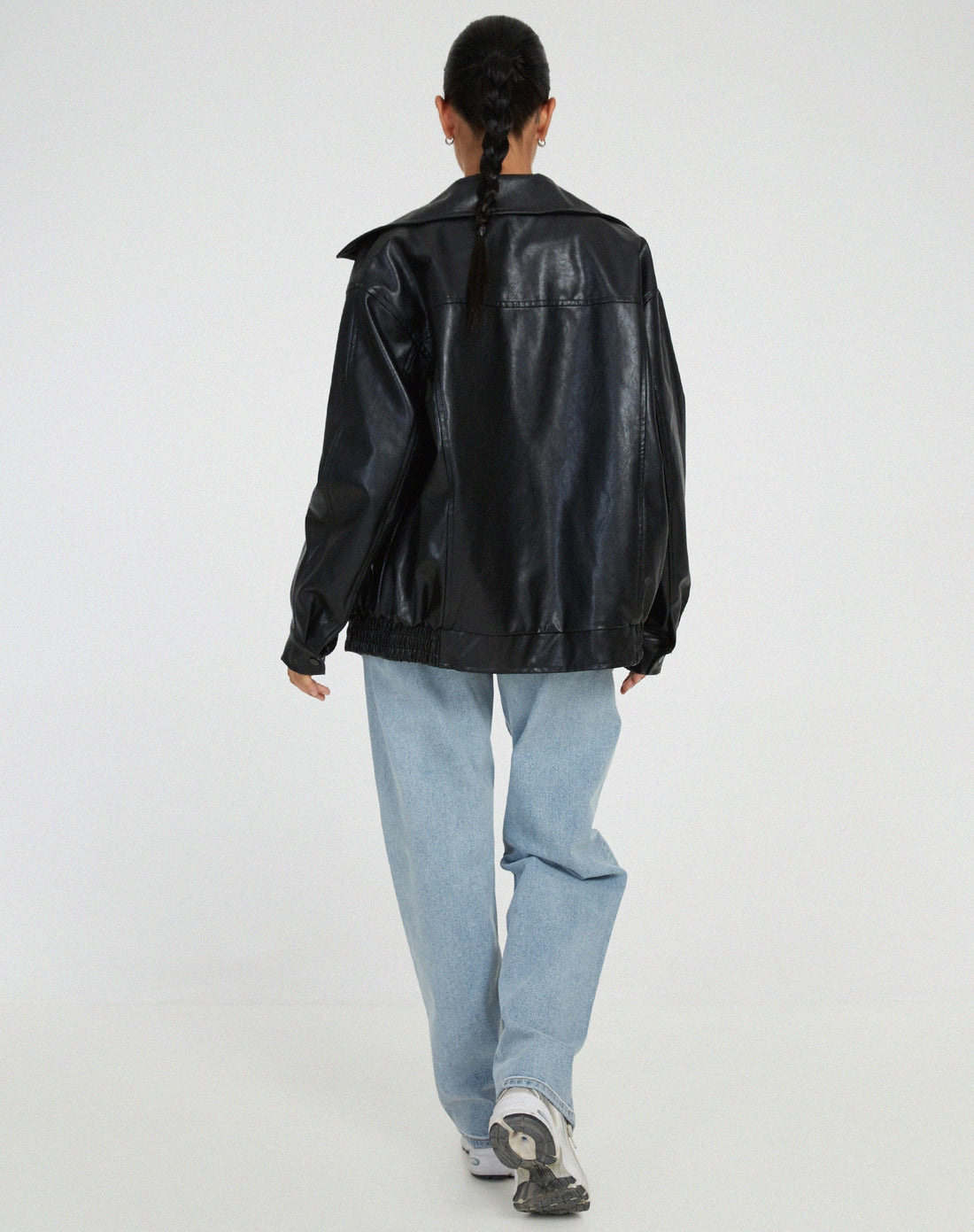 Oversized Losse Leren Jasje Dames