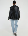 losse oversized leren jas dames