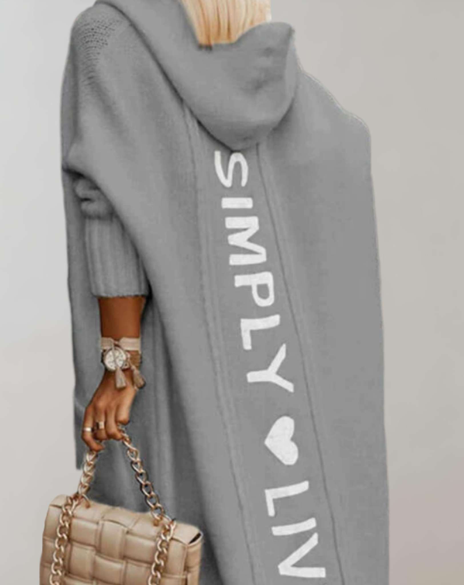 Oversized Lang Gebreid Vest Met Capuchon