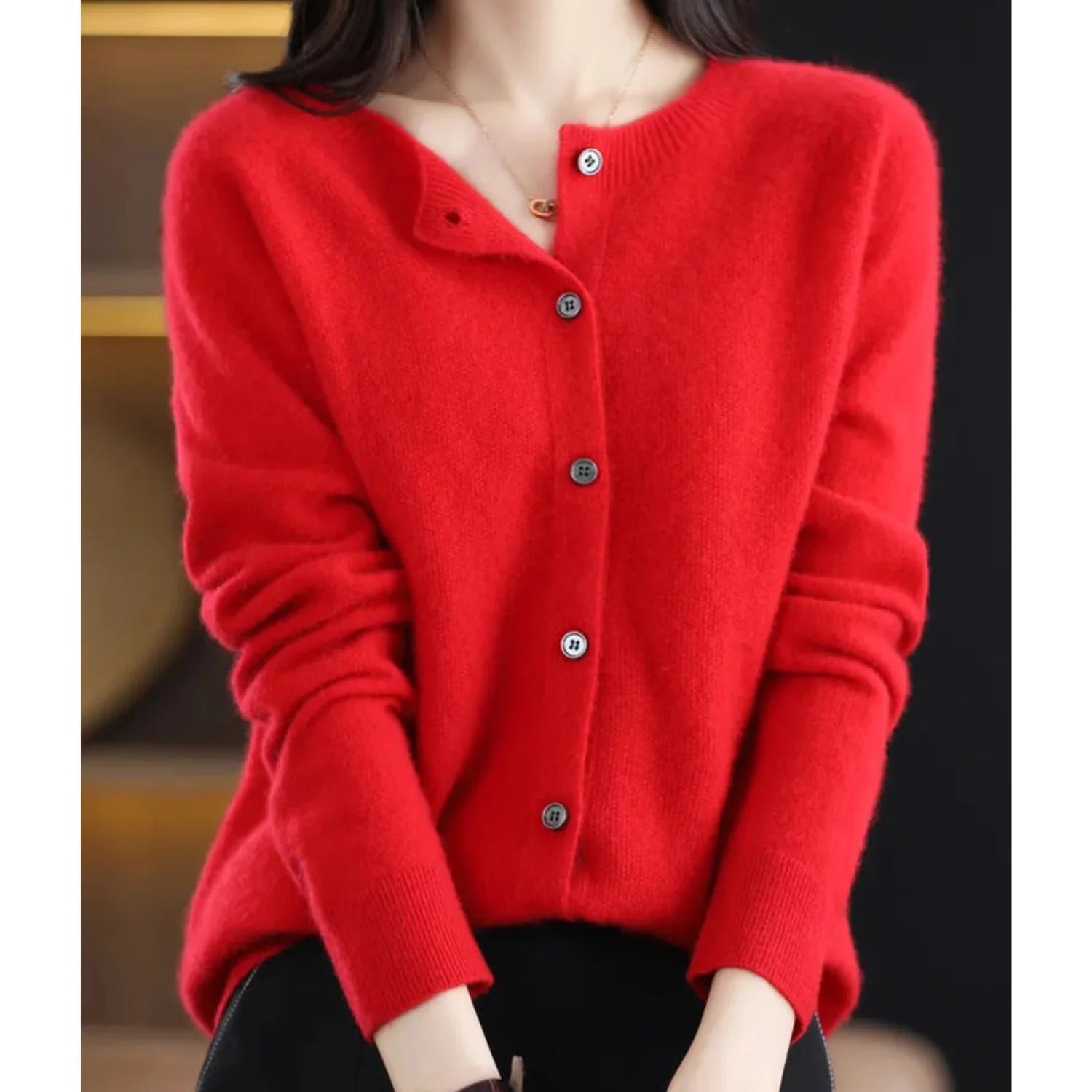 Gebreid Vest Met Lange Mouwen | Knoopsluiting