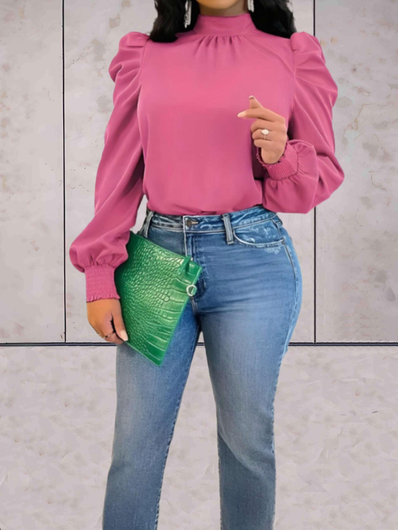 Satijnen Dames Shirt Met Lange Pofmouwen - Zandra
