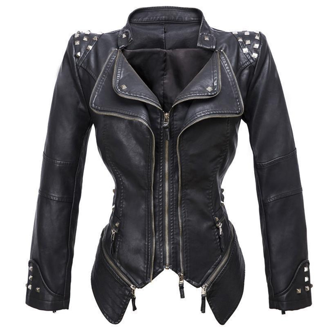 Motorjack Met Studs En Meerdere Ritsen | Winter