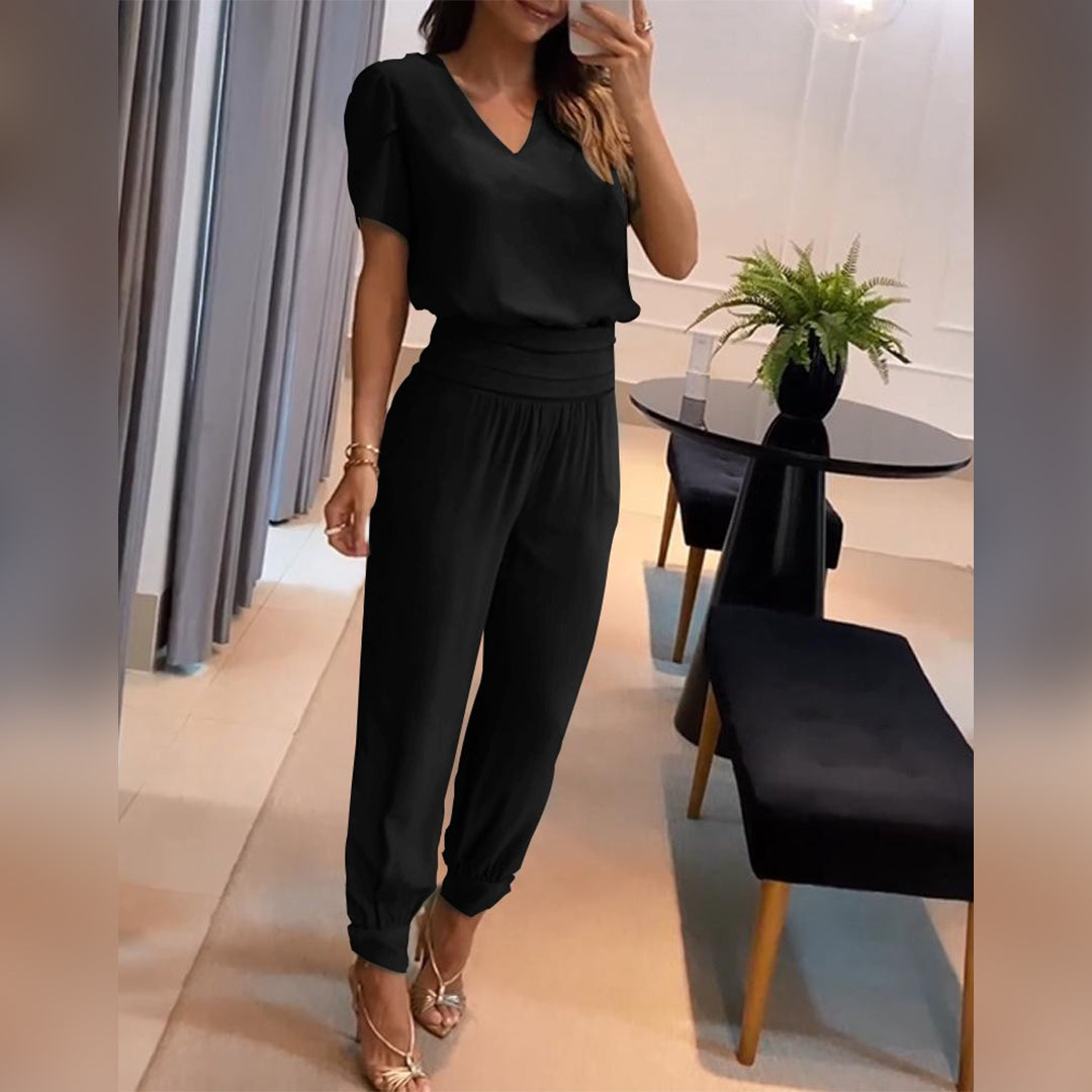 Chiffon 2-Delige Elegante Set Top En Broek Dames