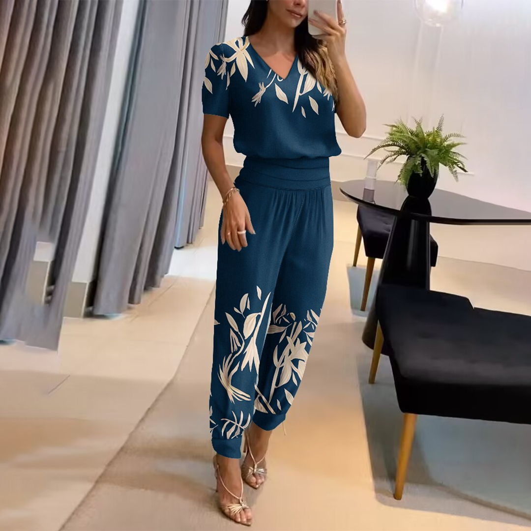 Chiffon 2-Delige Elegante Set Top En Broek Dames