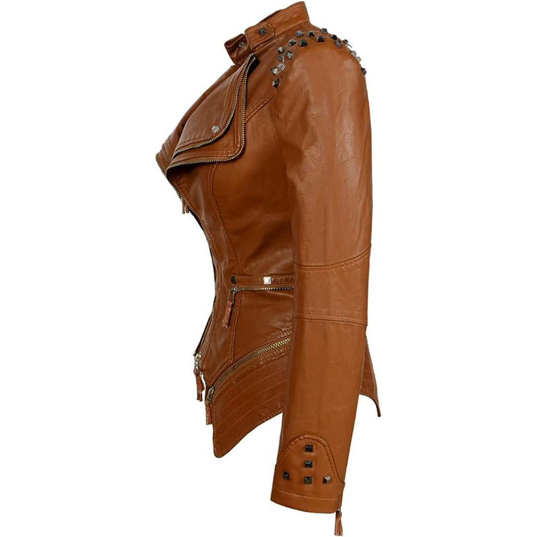 Motorjack Met Studs En Meerdere Ritsen | Winter
