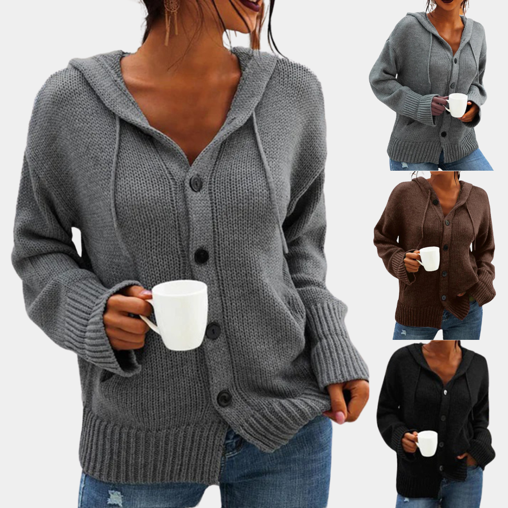 Casual Gebreid Vest Met Capuchon voor Dames