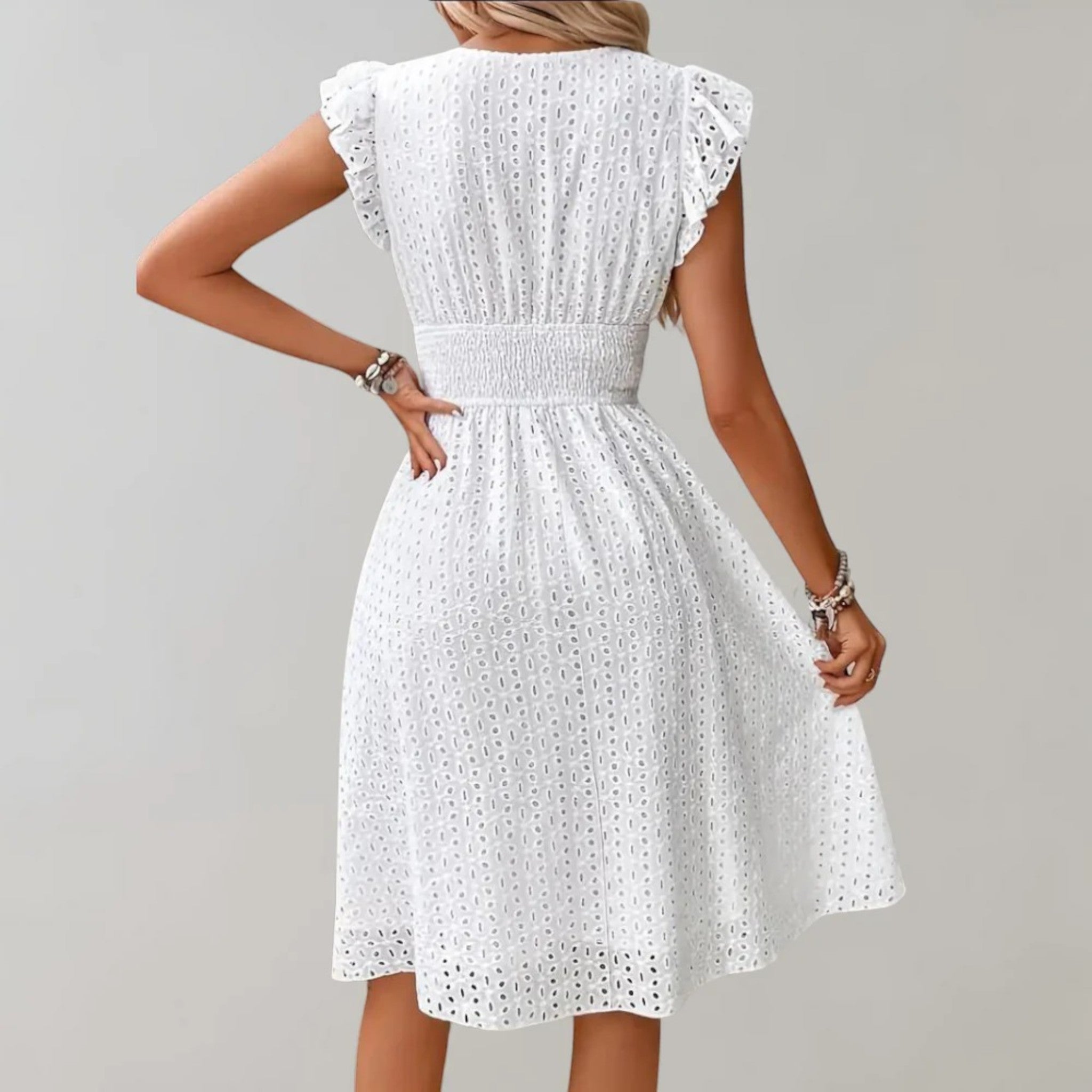 Anna | Luchtige Midi Zomerjurk Met V-hals