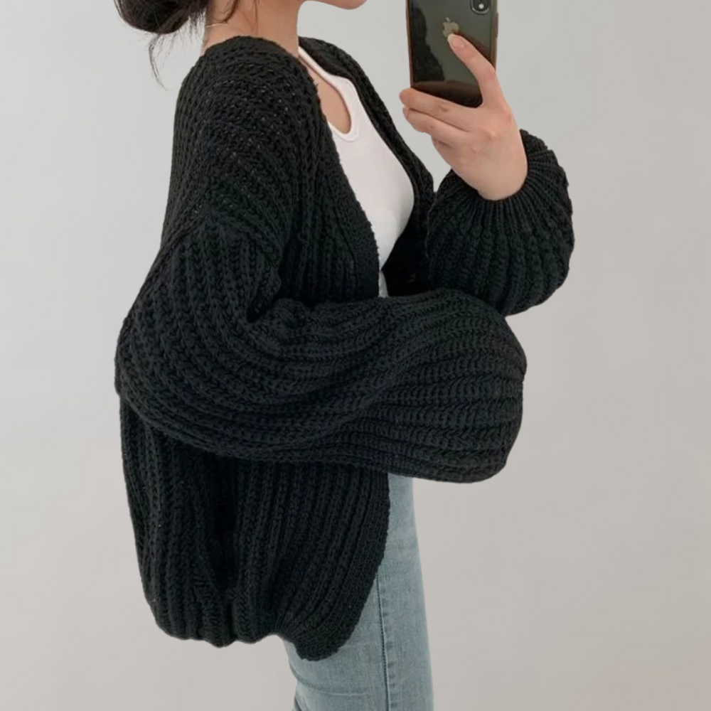 Gebreid Dames Vest Met Lange Mouwen