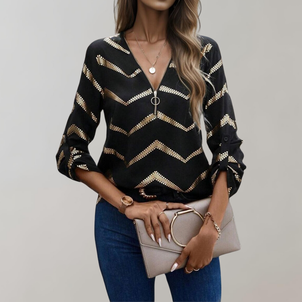 Dames Blouse Met Ritssluiting - Monique