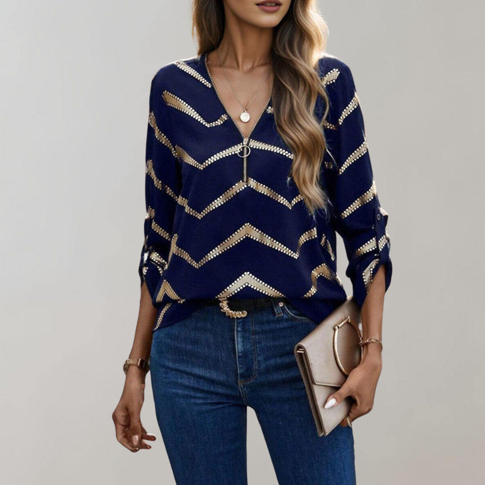 Dames Blouse Met Ritssluiting - Monique