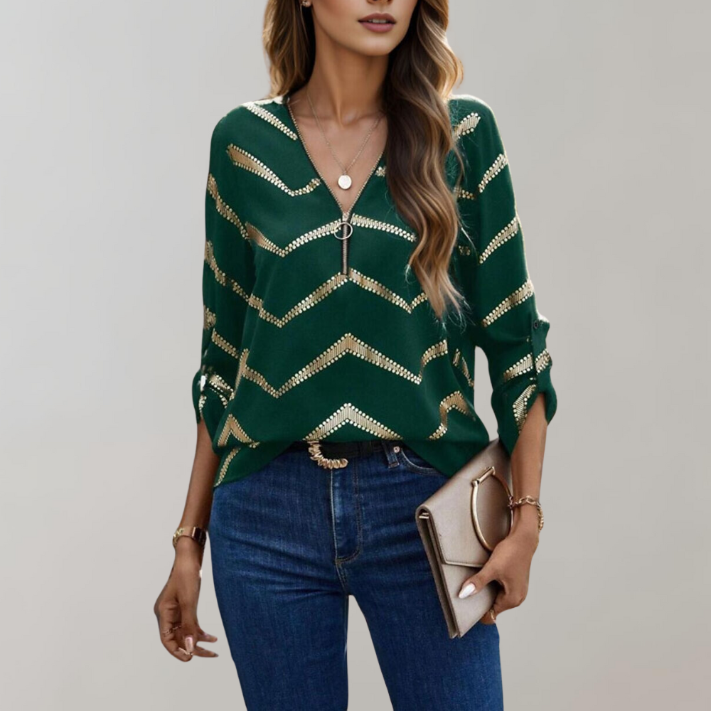 Dames Blouse Met Ritssluiting - Monique