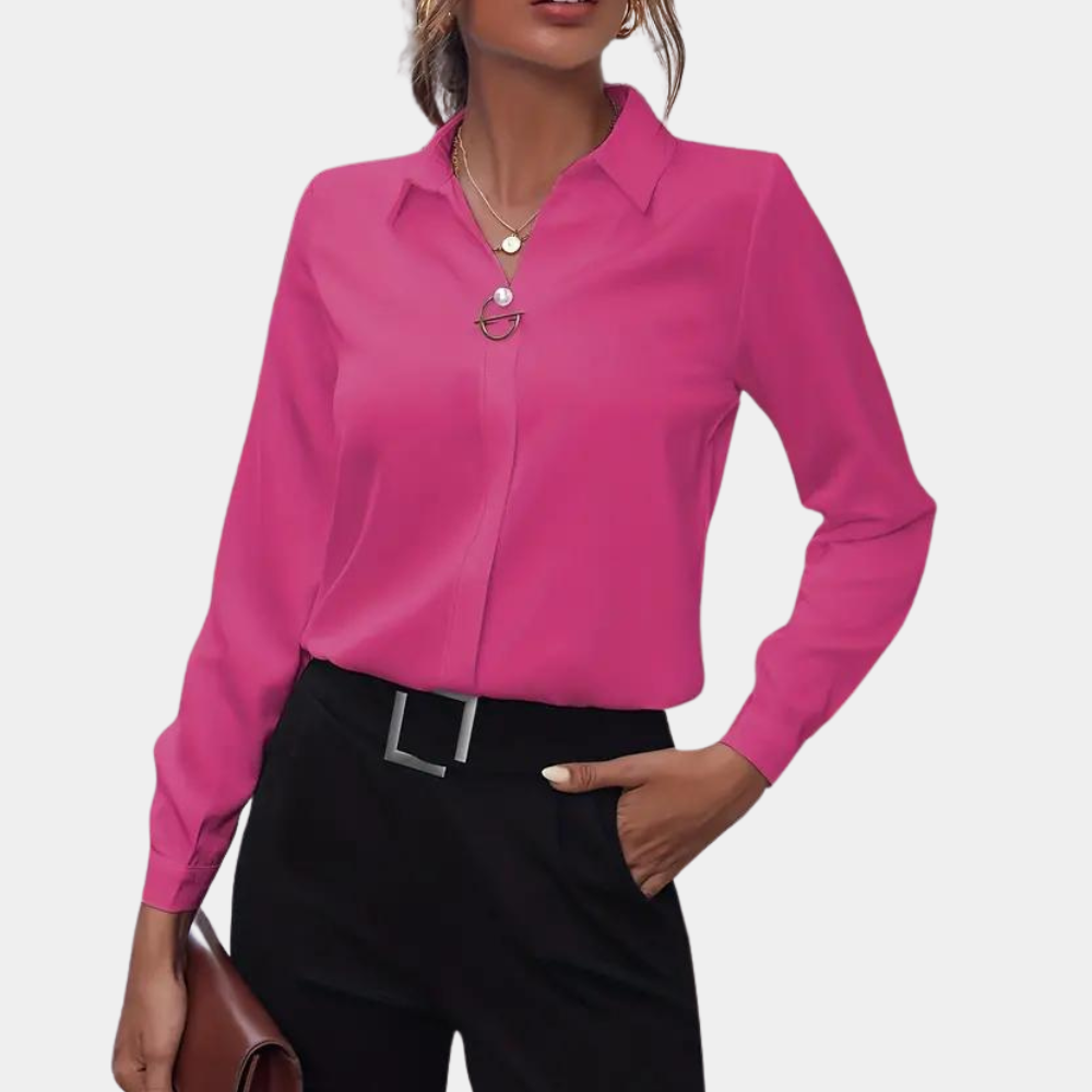 Stijlvolle Blouse Effen Kleuren Dames