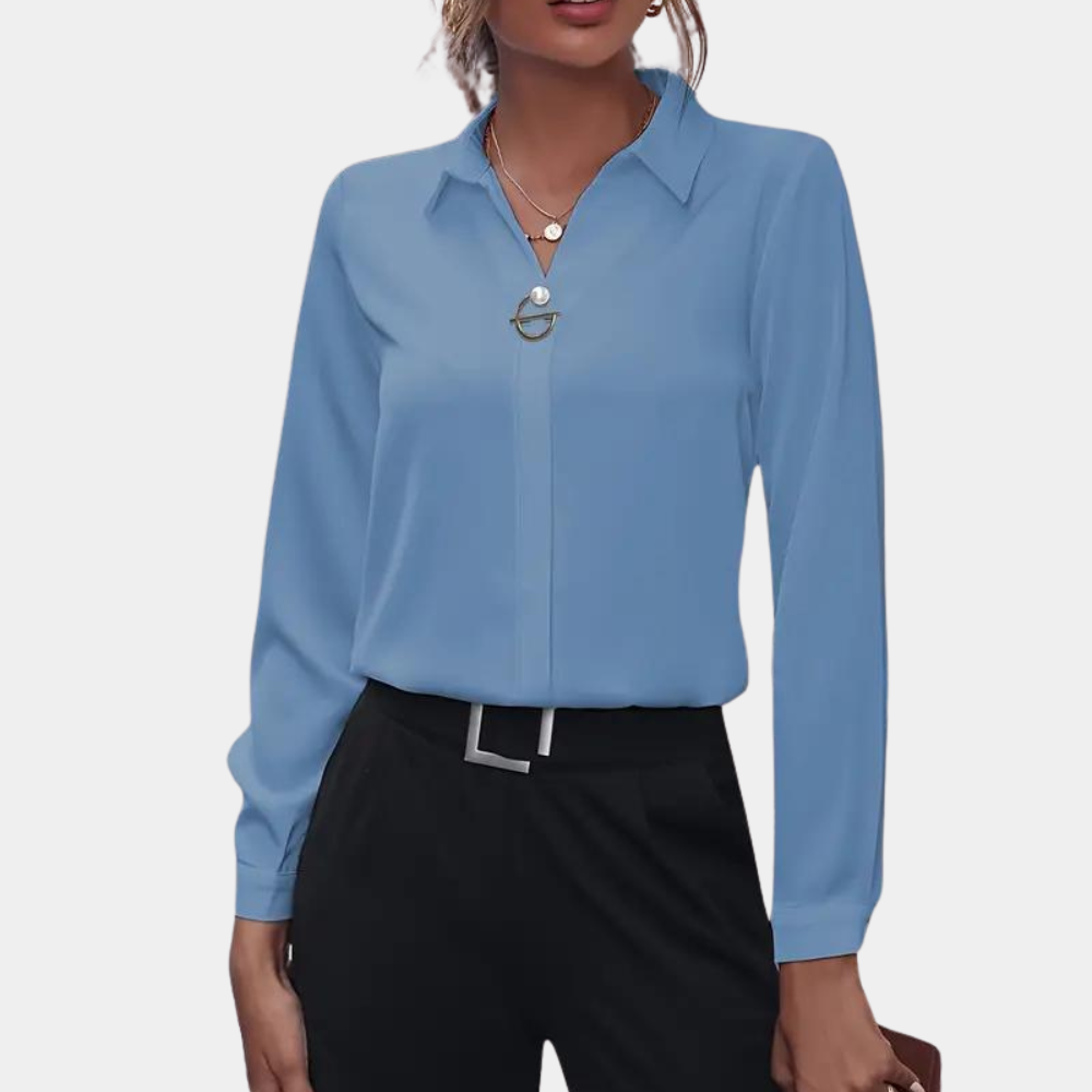 Stijlvolle Blouse Effen Kleuren Dames