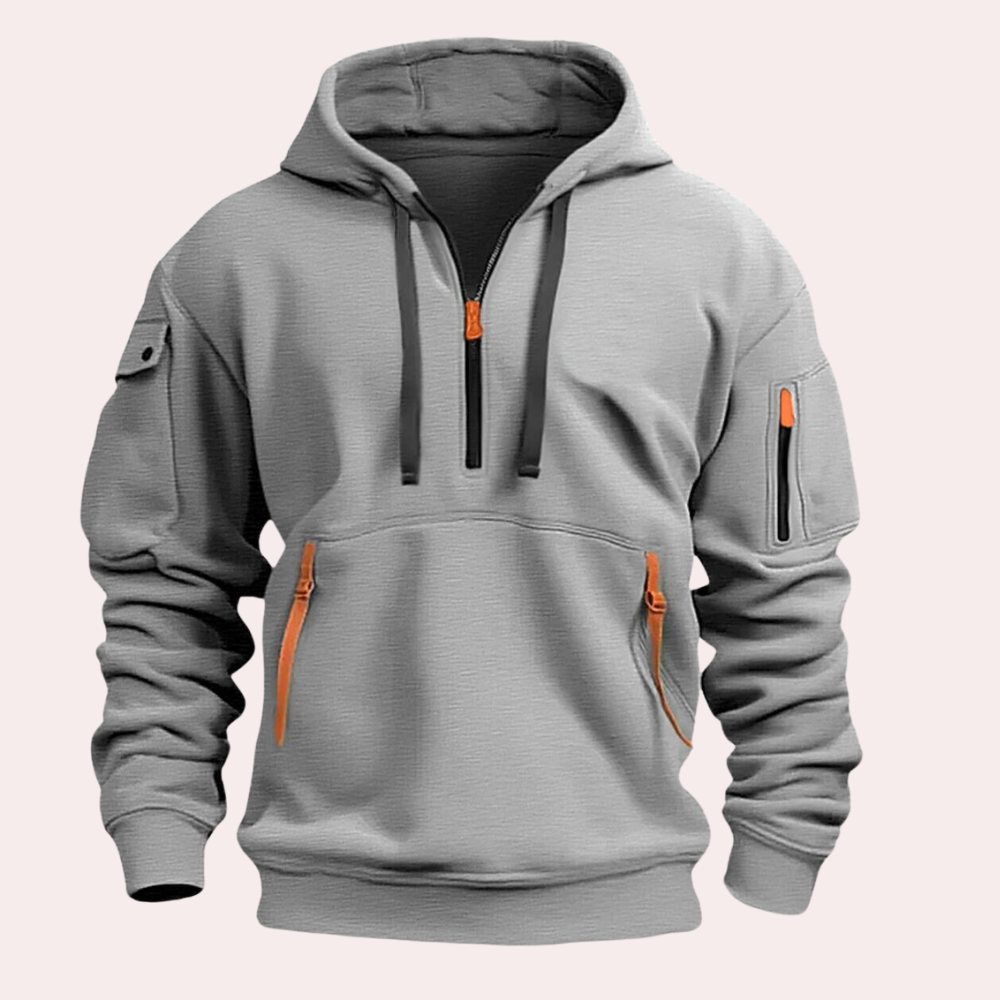 Casual Heren Hoodie Met Half Zip - Mexon