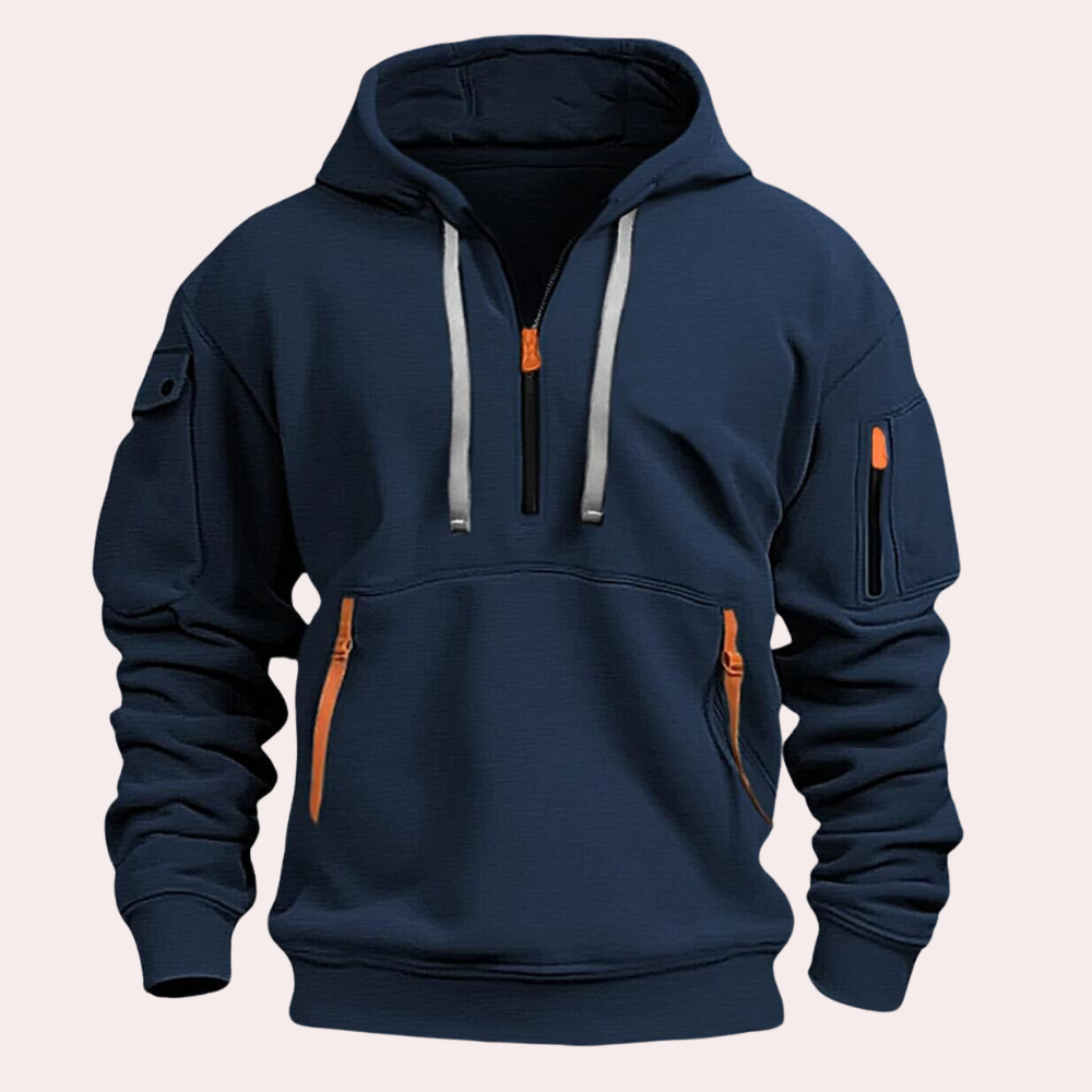 Casual Heren Hoodie Met Half Zip - Mexon