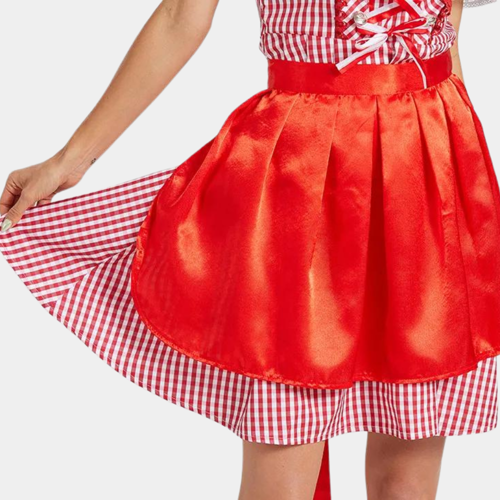 Oktoberfest Dirndl-Jurk Met Geruit Patroon | Rood