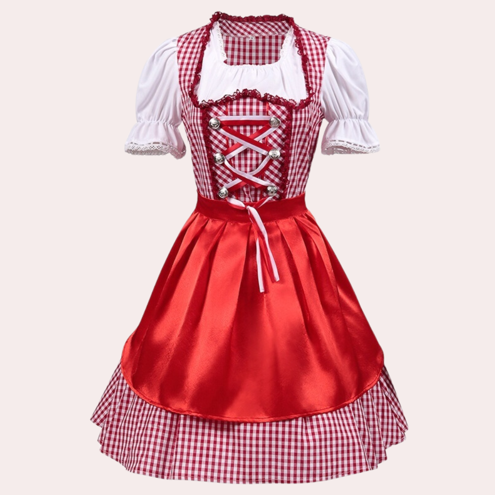 Oktoberfest Dirndl-Jurk Met Geruit Patroon | Rood