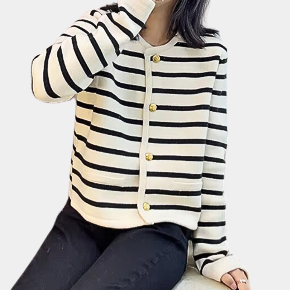Stijlvol Gestreept Tweed Dames Vest - Lotte