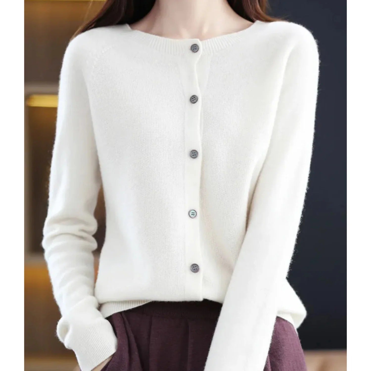 Gebreid Vest Met Lange Mouwen | Knoopsluiting