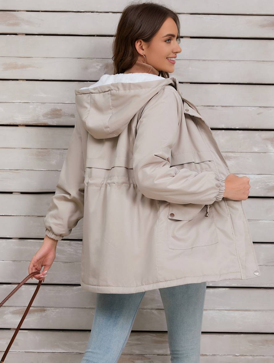 Casual Half-Lange Herfst Jas Met Capuchon Voor Dames