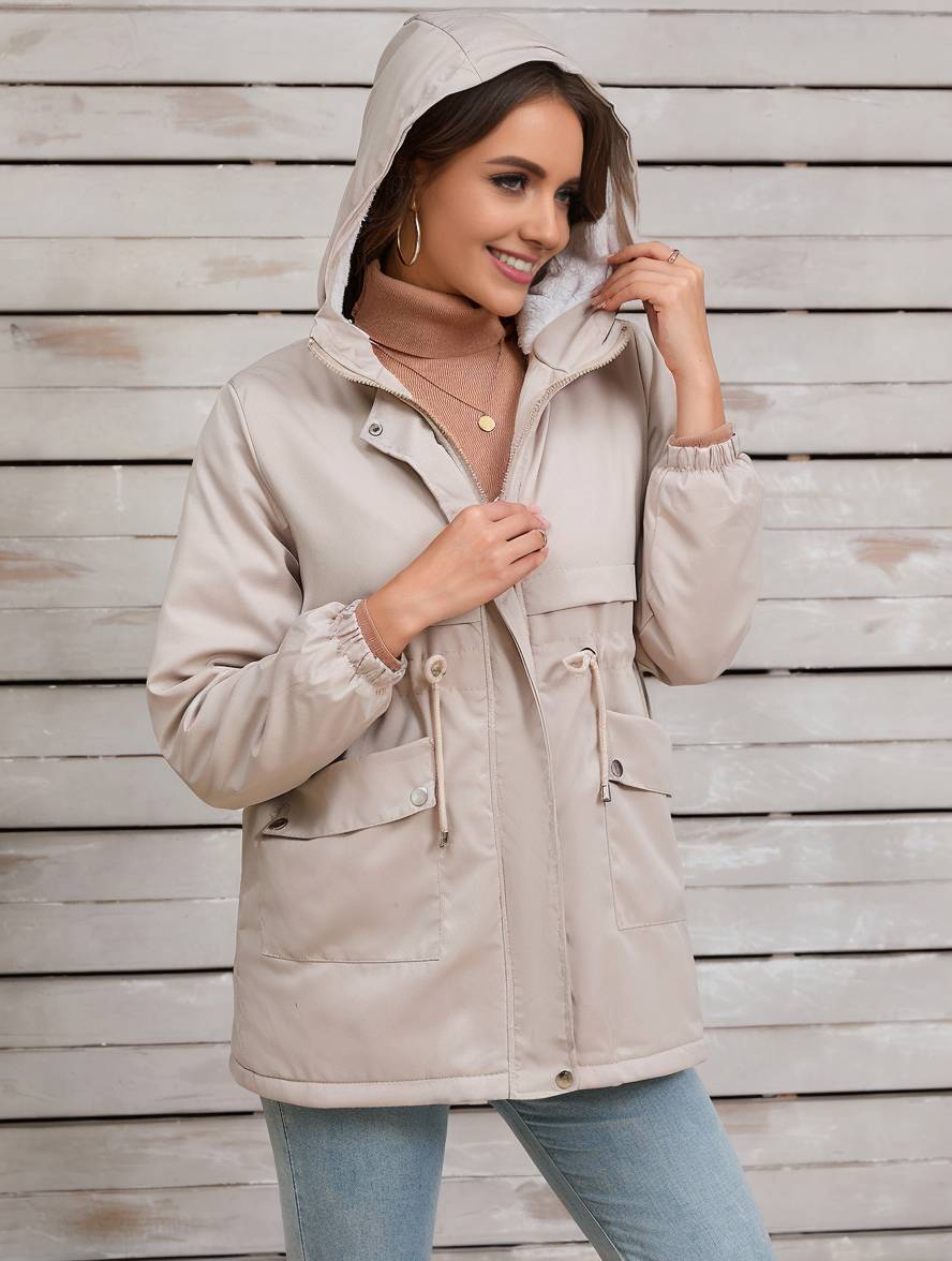 Casual Half-Lange Herfst Jas Met Capuchon Voor Dames