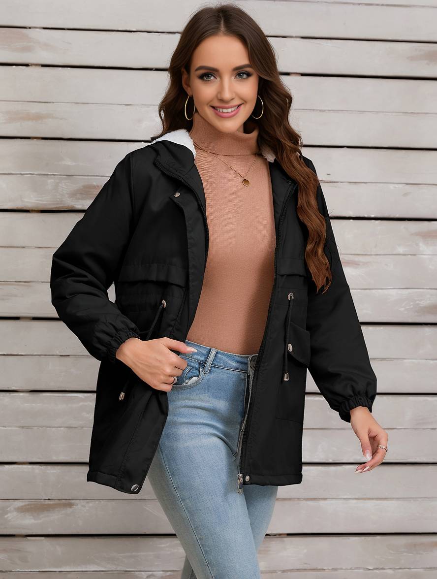 Casual Half-Lange Herfst Jas Met Capuchon Voor Dames