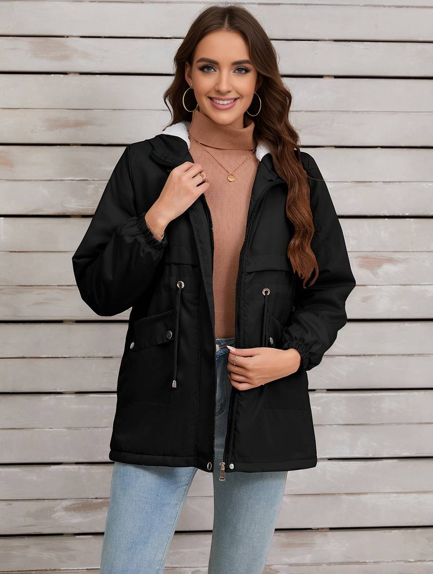 Casual Half-Lange Herfst Jas Met Capuchon Voor Dames