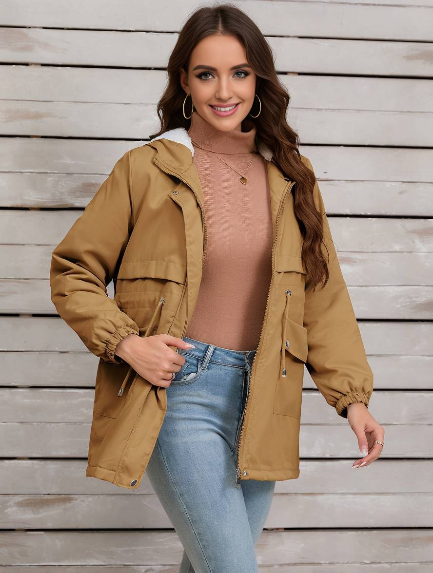 Casual Half-Lange Herfst Jas Met Capuchon Voor Dames