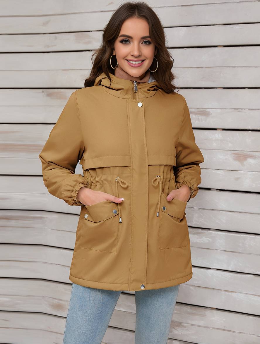 Casual Half-Lange Herfst Jas Met Capuchon Voor Dames