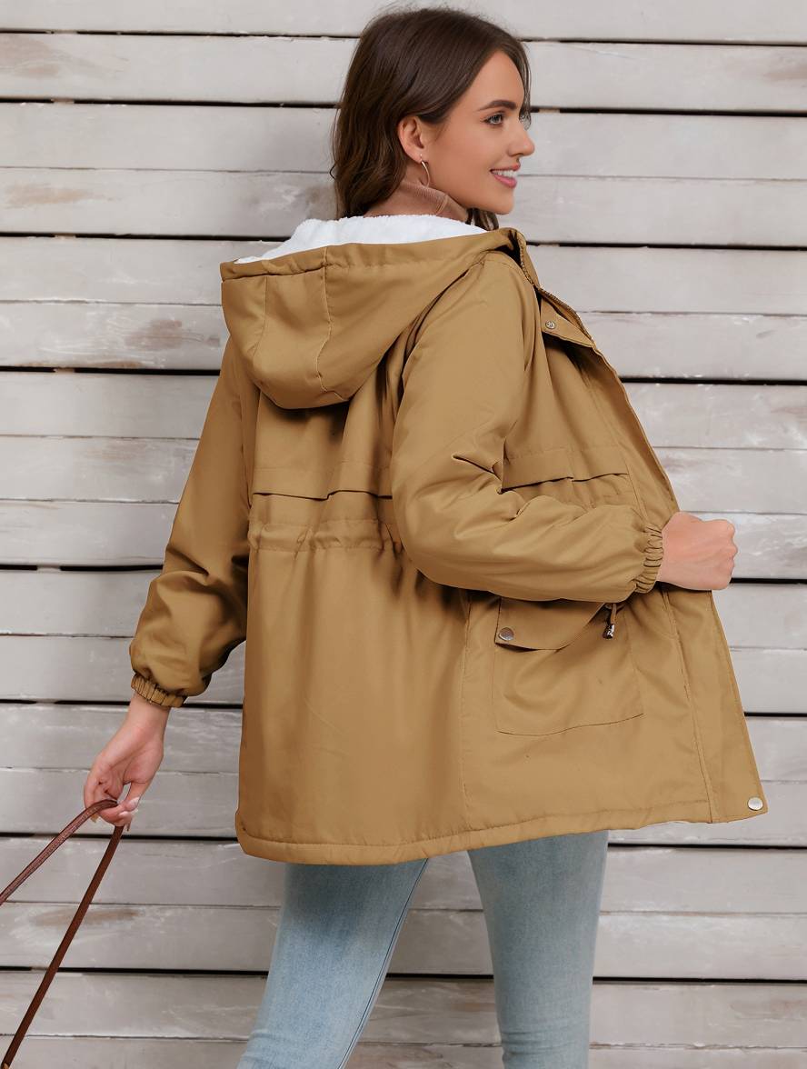 Casual Half-Lange Herfst Jas Met Capuchon Voor Dames