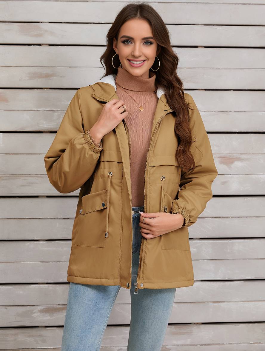 Casual Half-Lange Herfst Jas Met Capuchon Voor Dames