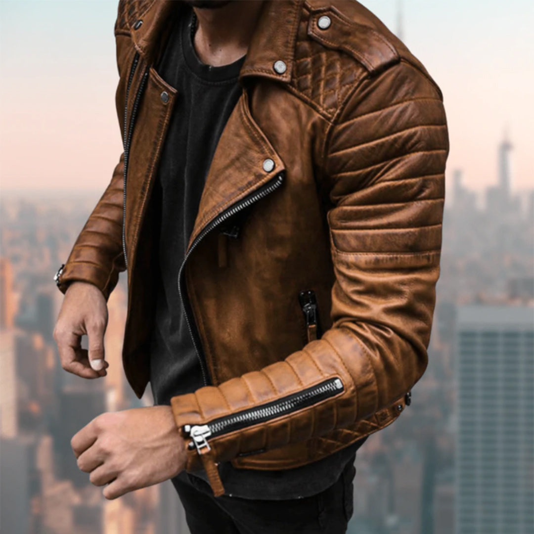 Leren Biker Jacket Voor Heren - Francis