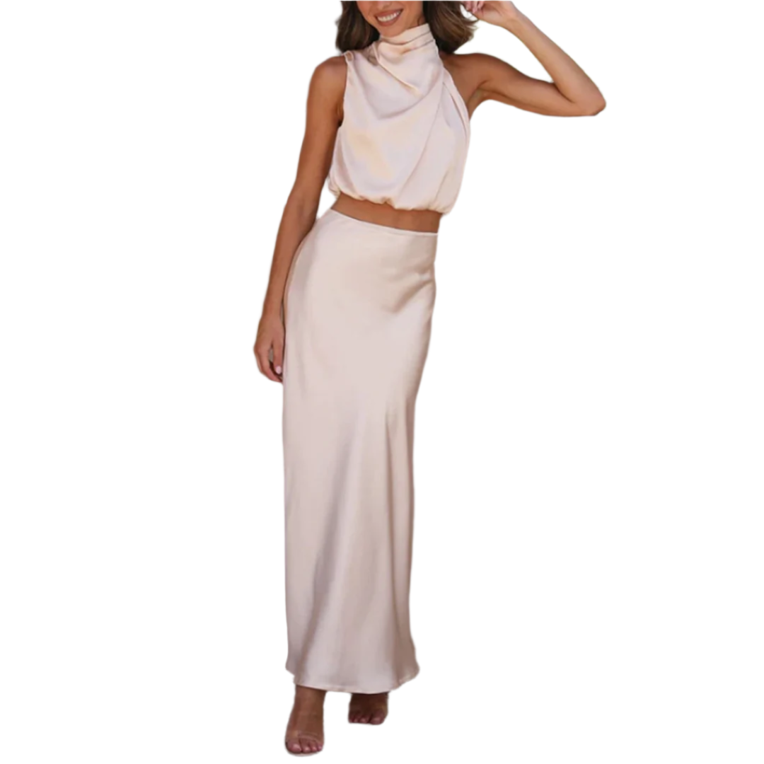 2-Delige Satijnen Set Maxi Rok & Top