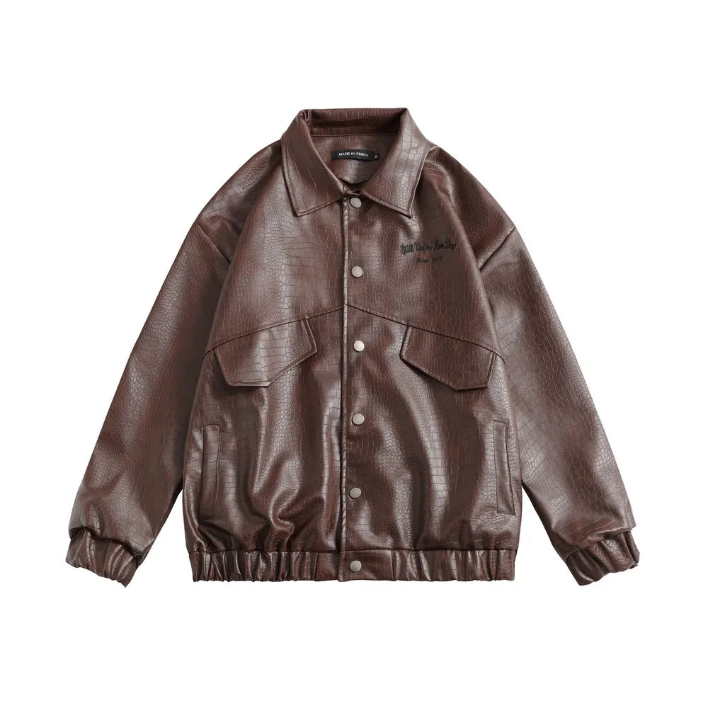 Oversized Leren Dames Jas Met Structuur - Ellie