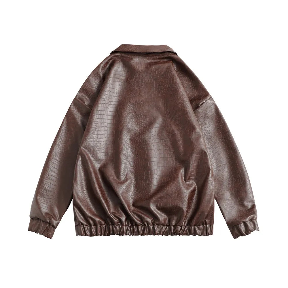 Oversized Leren Dames Jas Met Structuur - Ellie