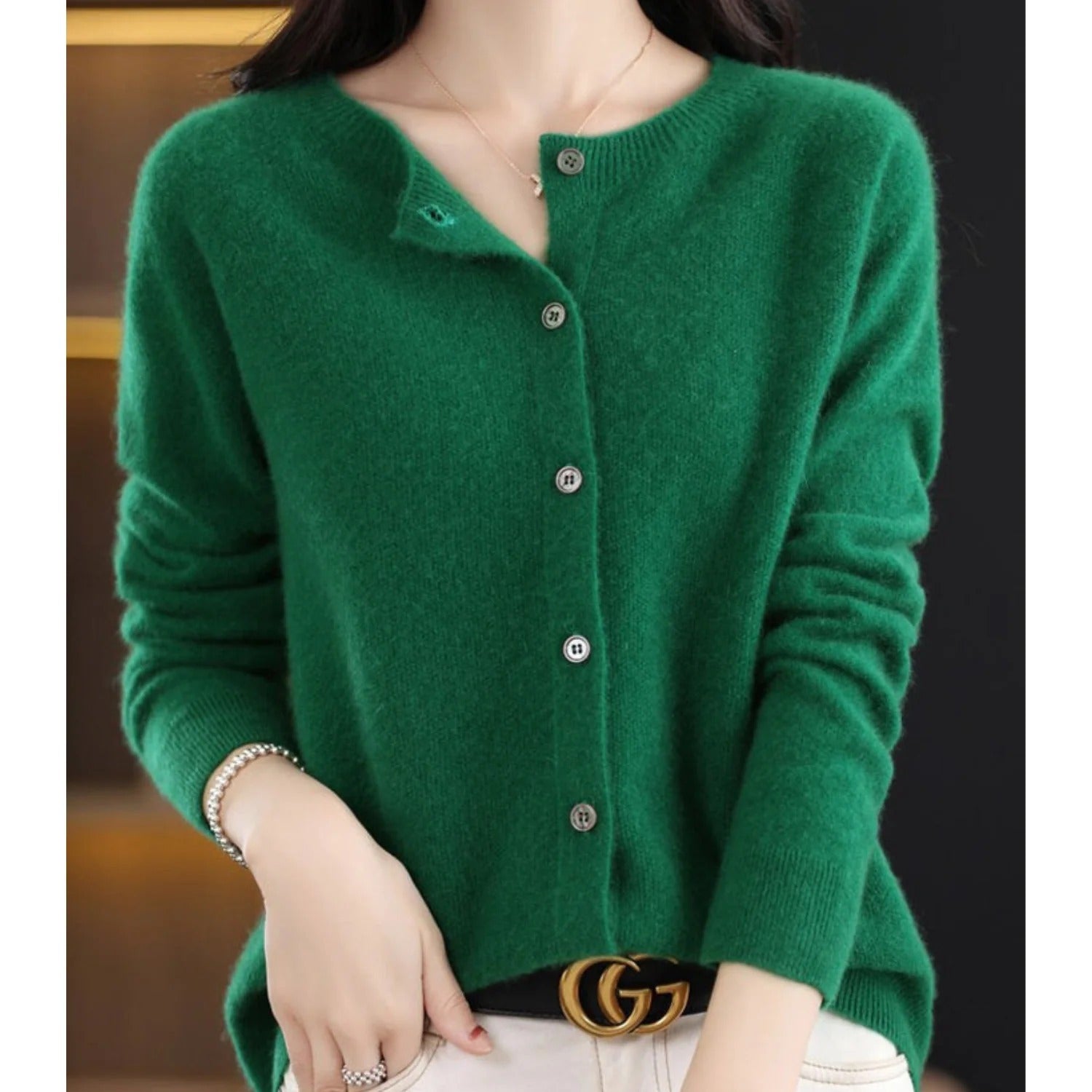 Gebreid Vest Met Lange Mouwen | Knoopsluiting