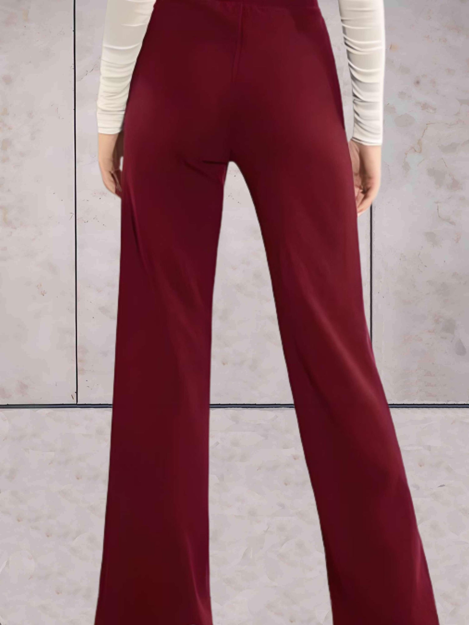 Hoog Getailleerde Effen Broek Met Wijde Pijpen - Dana